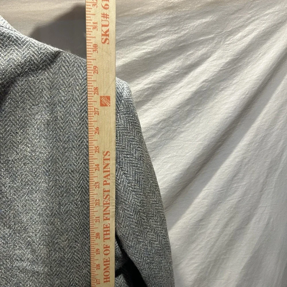 Vintage Lacrosse Mens 46L Grey Herringbone Pure Wool Blazer Sport Coat